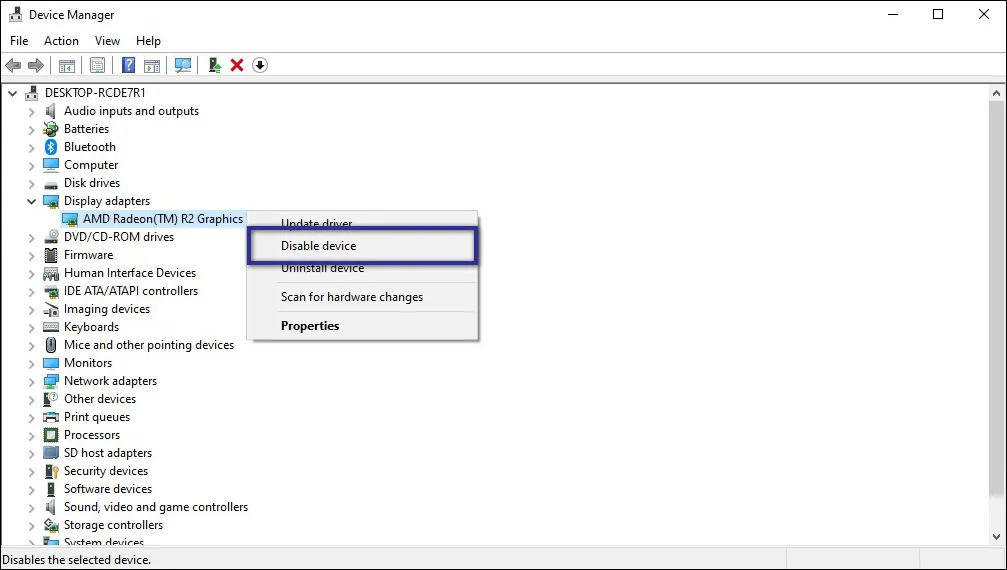 Disable Driver Display