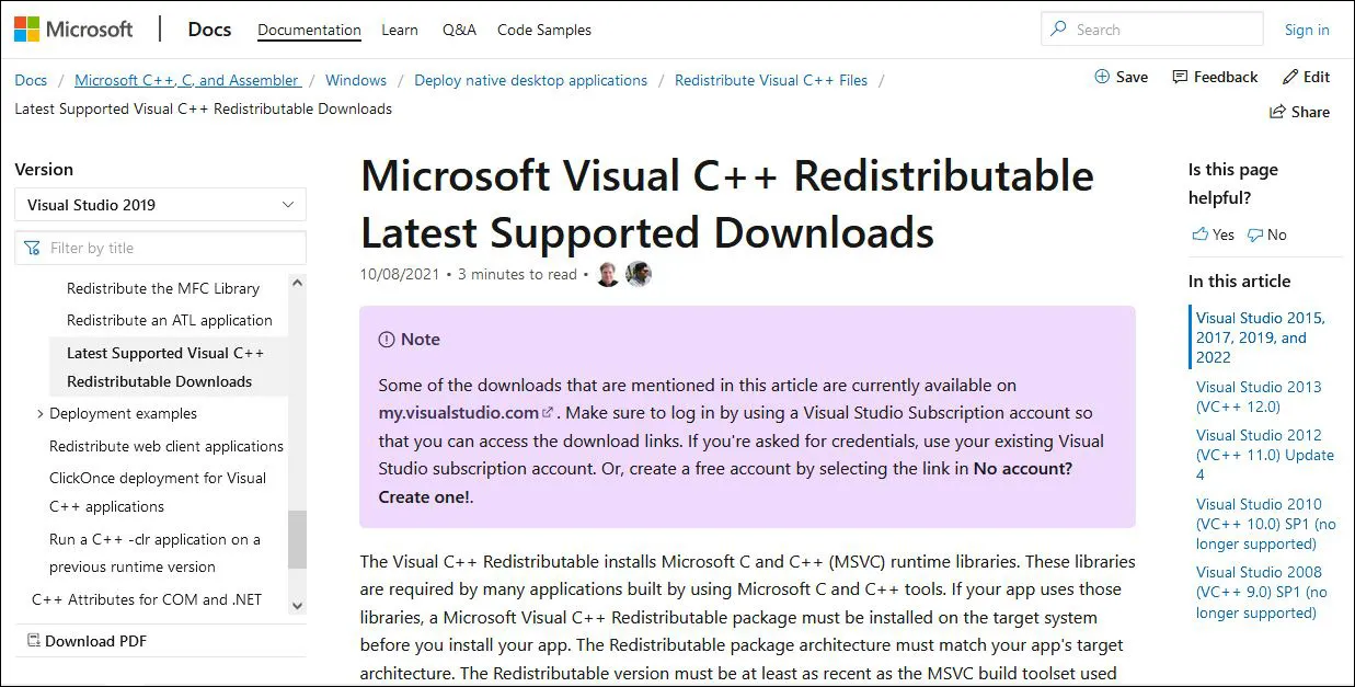 Download Microsoft Visual C++