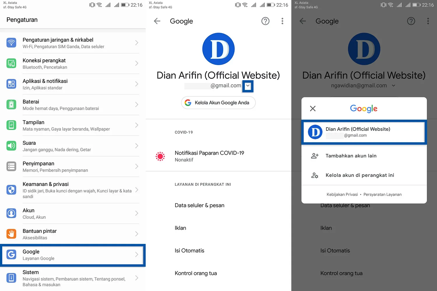 Melihat alamat email Google