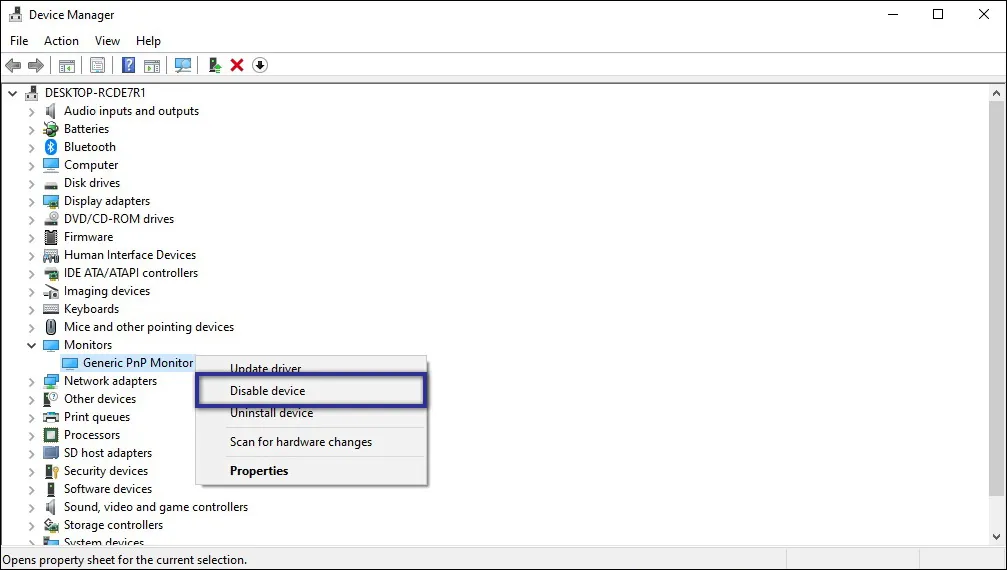 Mengaktifkan Generic PnP Monitor