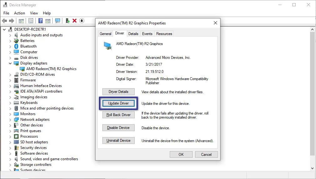 Update Driver Display