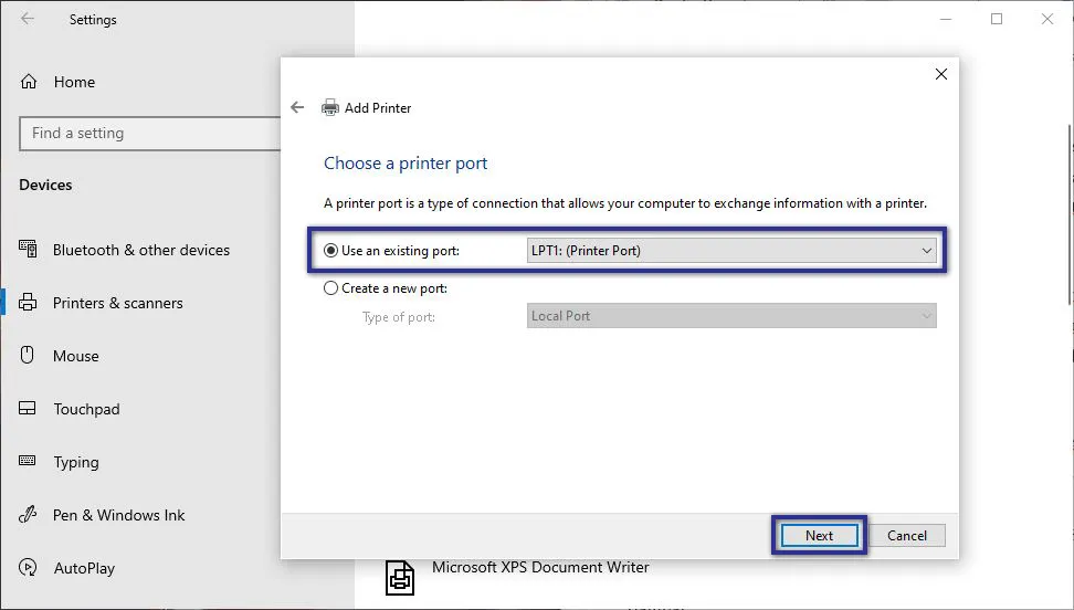 Add Local or Network Printer