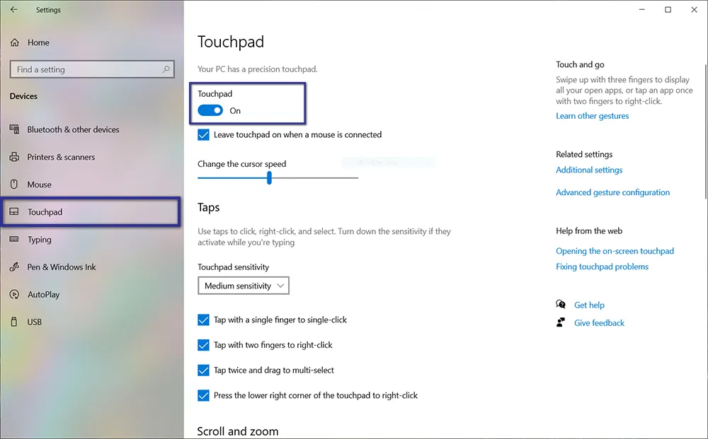 Aktifkan Touchpad Windows