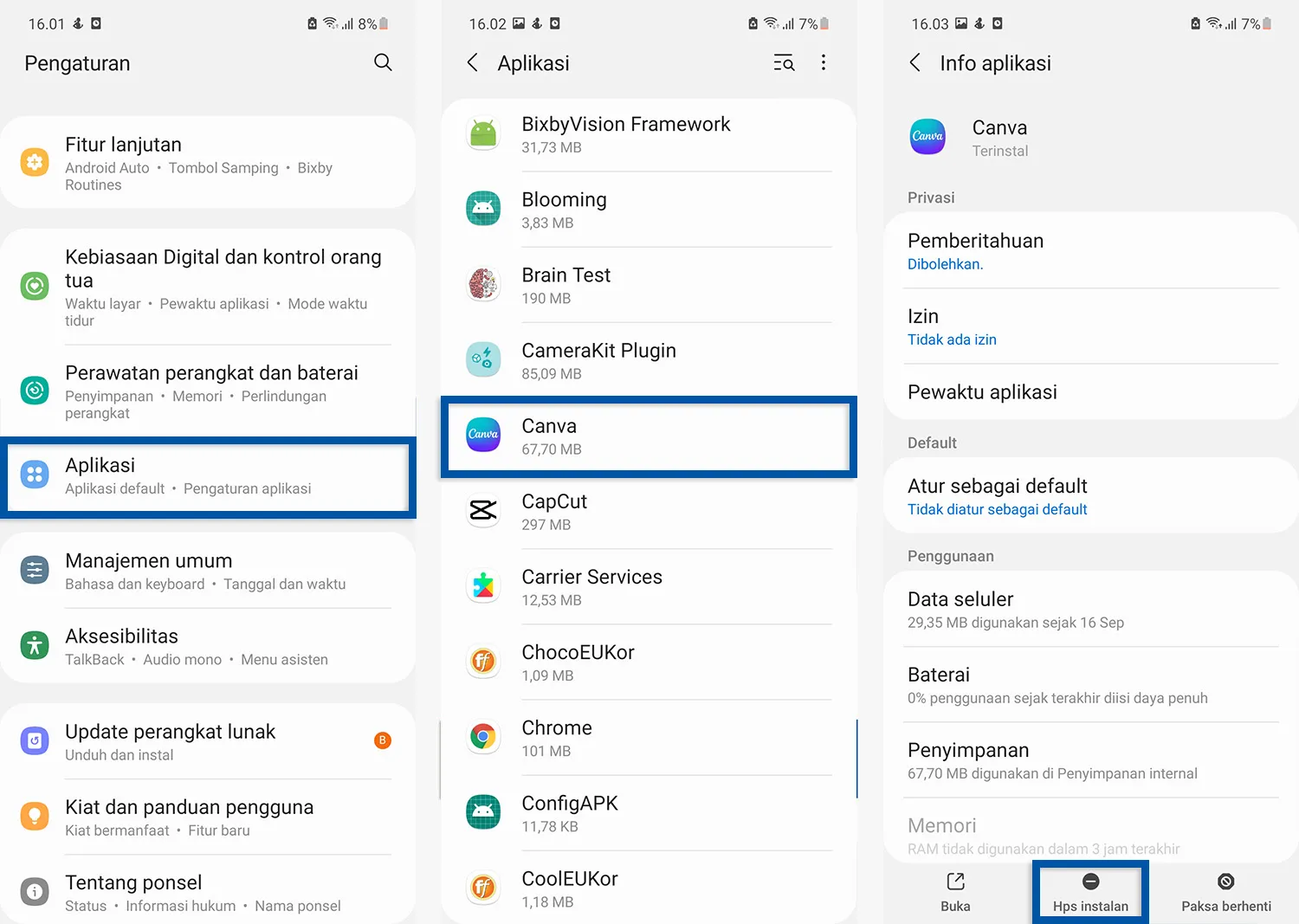Hapus aplikasi Samsung
