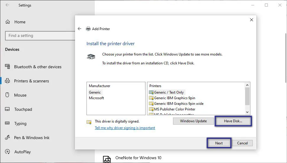 Install Printer Driver