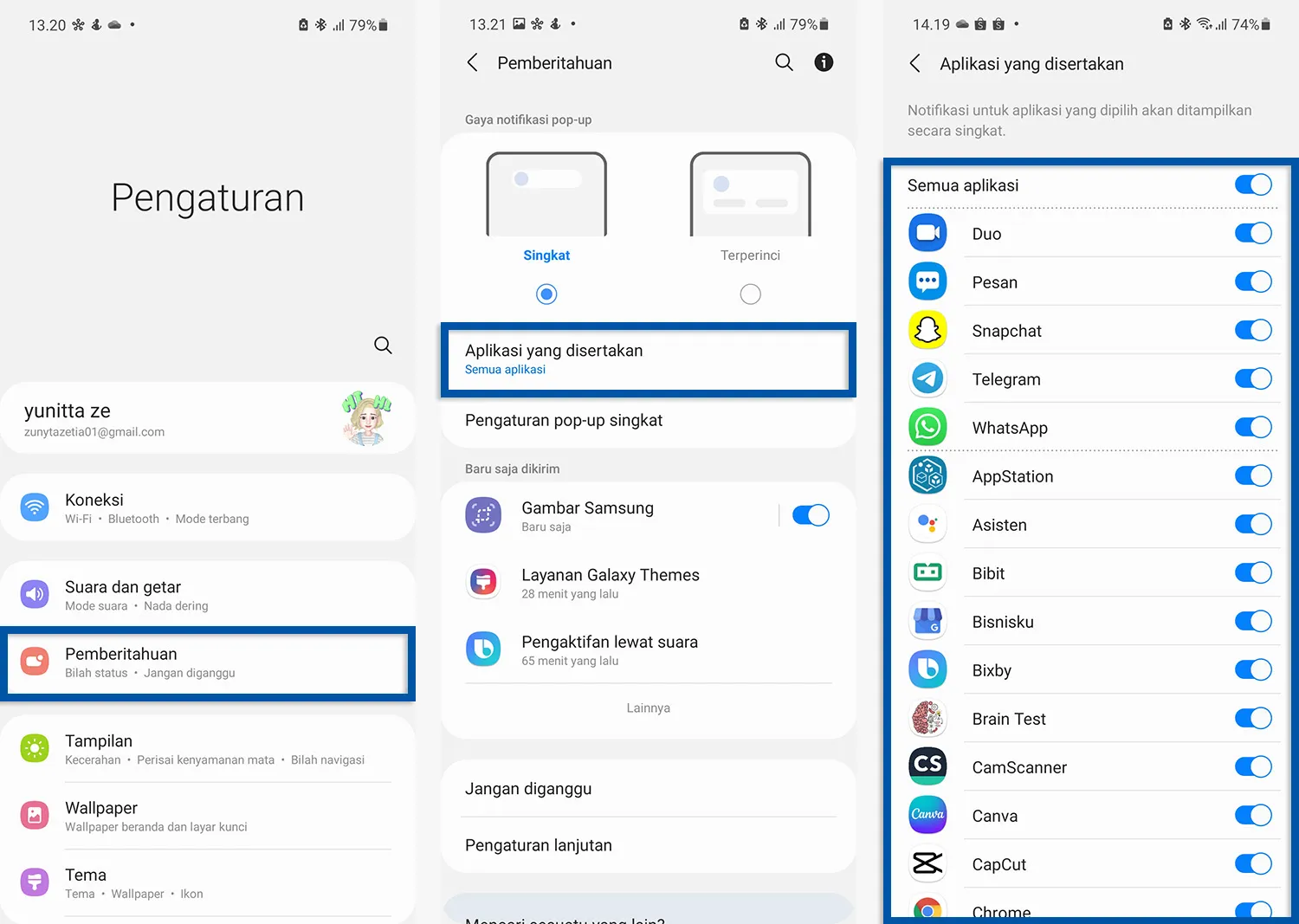 Izinkan aplikasi untuk menampilkan notifikasi Samsung