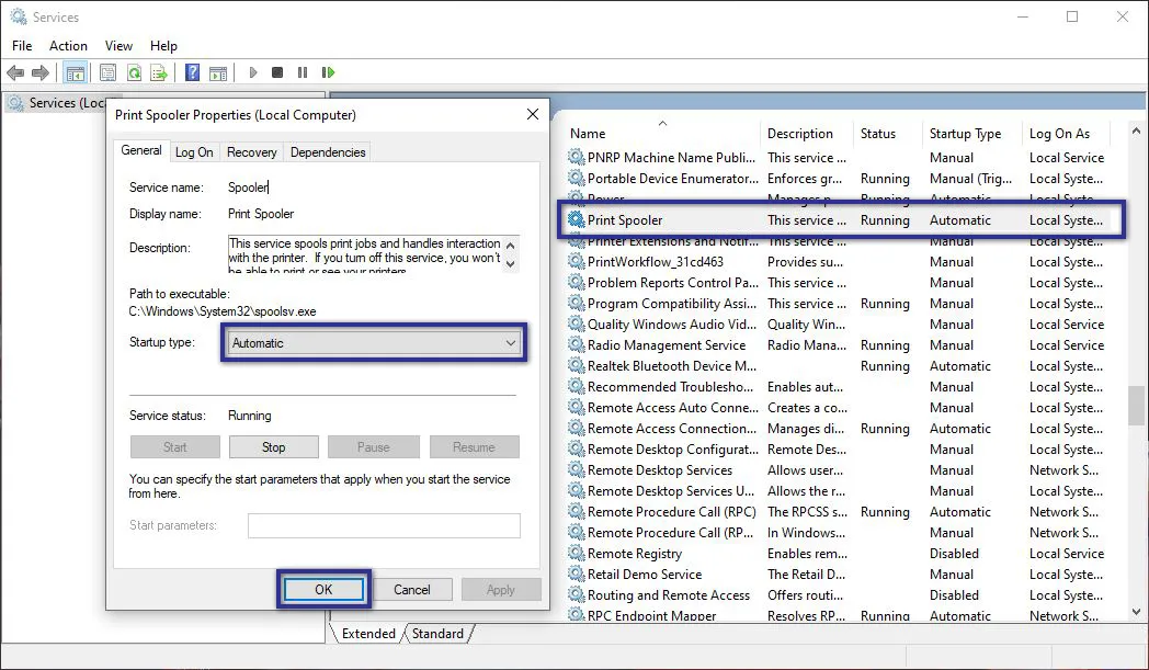 Mengaktifkan Services Printer
