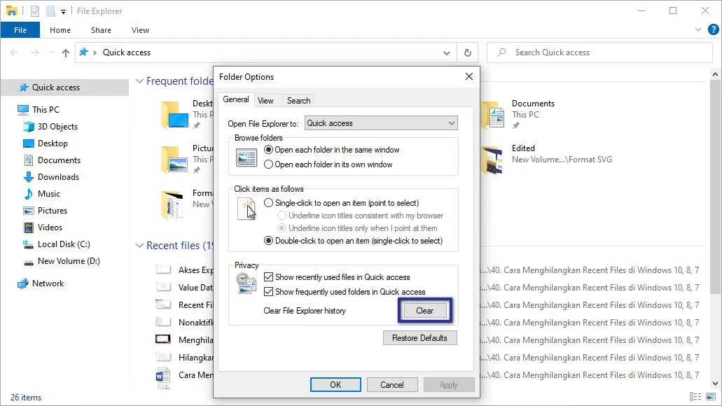 Menghapus Recent Files