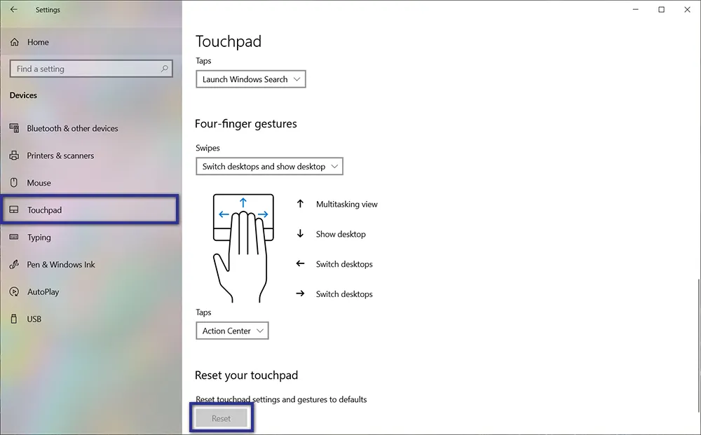 Reset Touchpad