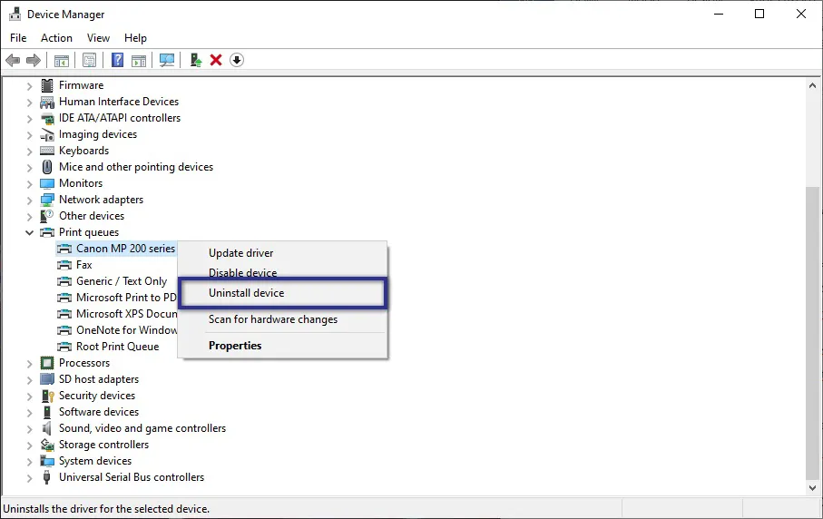 Uninstall Driver Printer