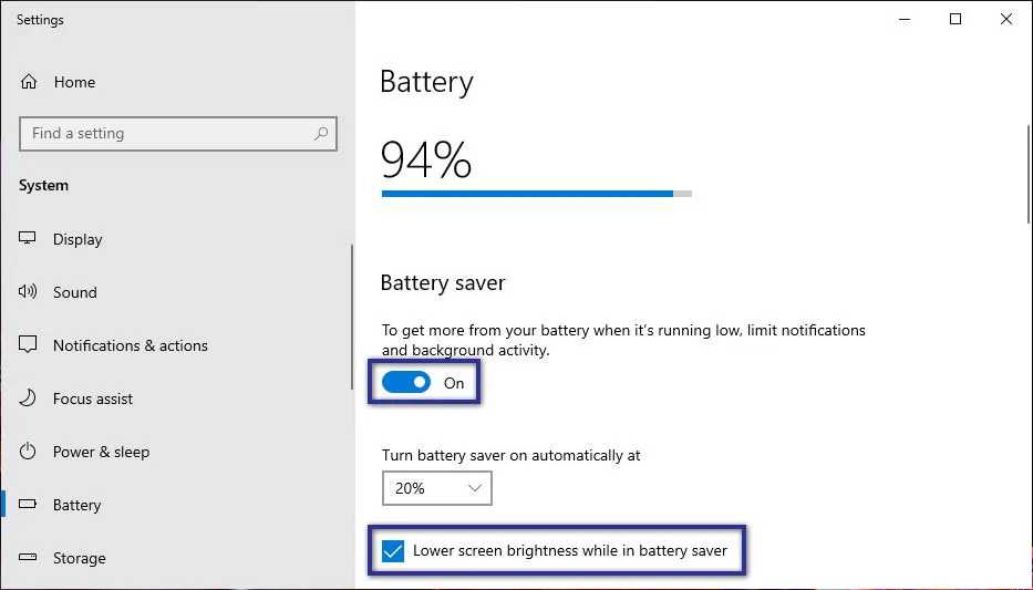 Battery Saver Windows