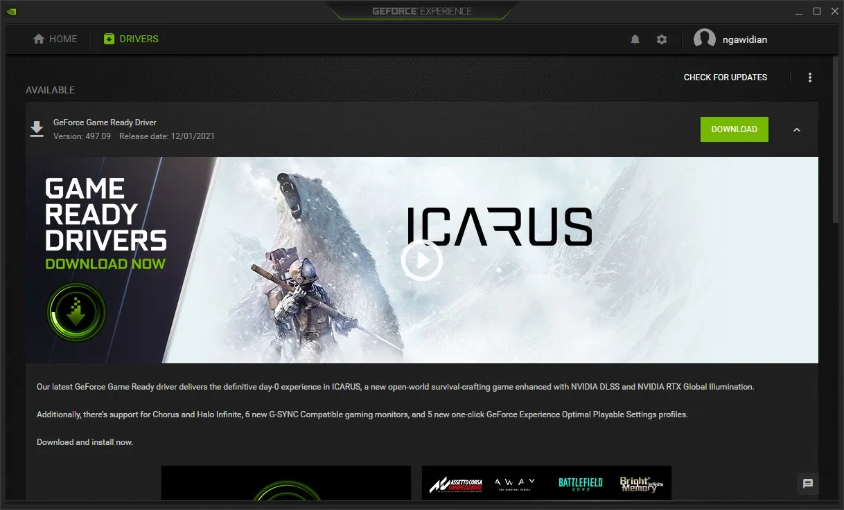 Update driver NVIDIA