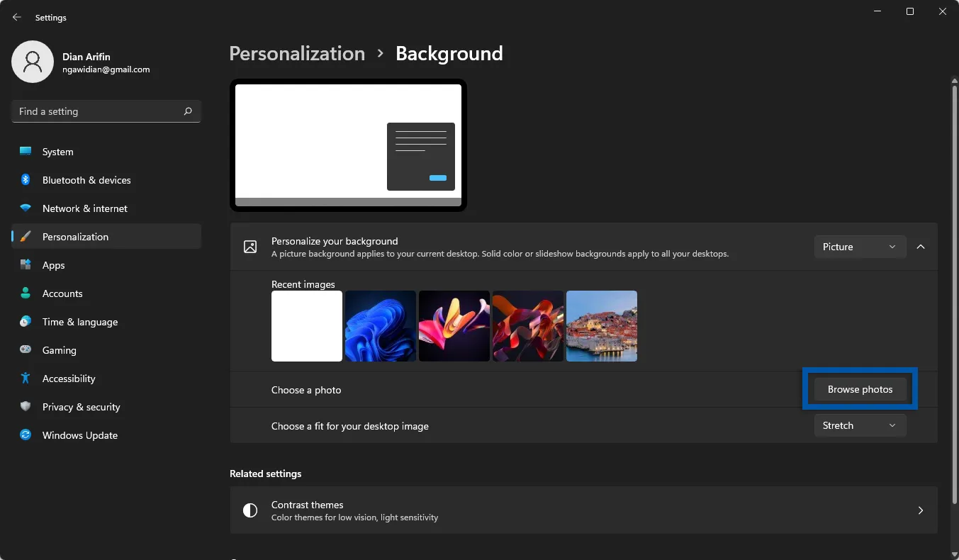 1 Klik Browse photos