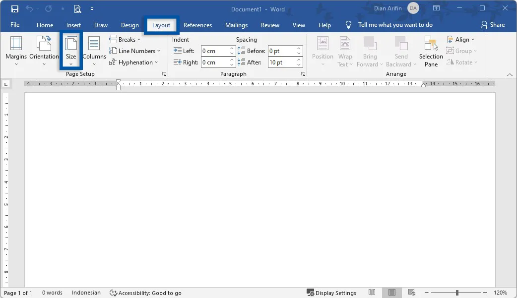 1 Klik tab Layout Microsoft Word
