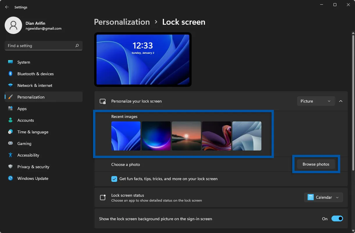 3 Pilih gambar dari komputer Anda