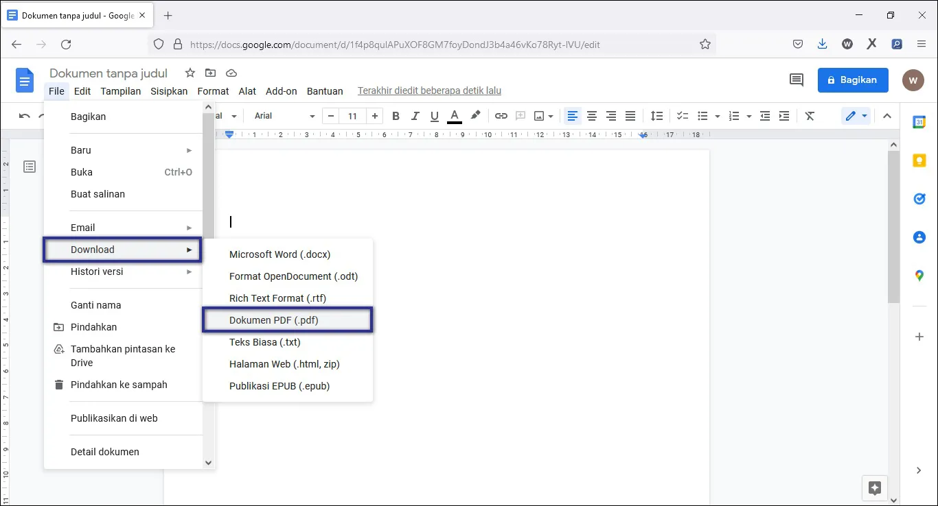 Membuat File PDF di Google Docs
