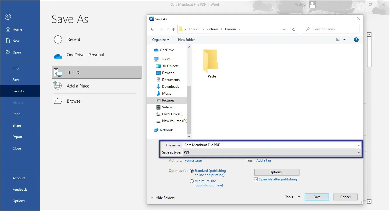 Membuat File PDF di Microsoft Word