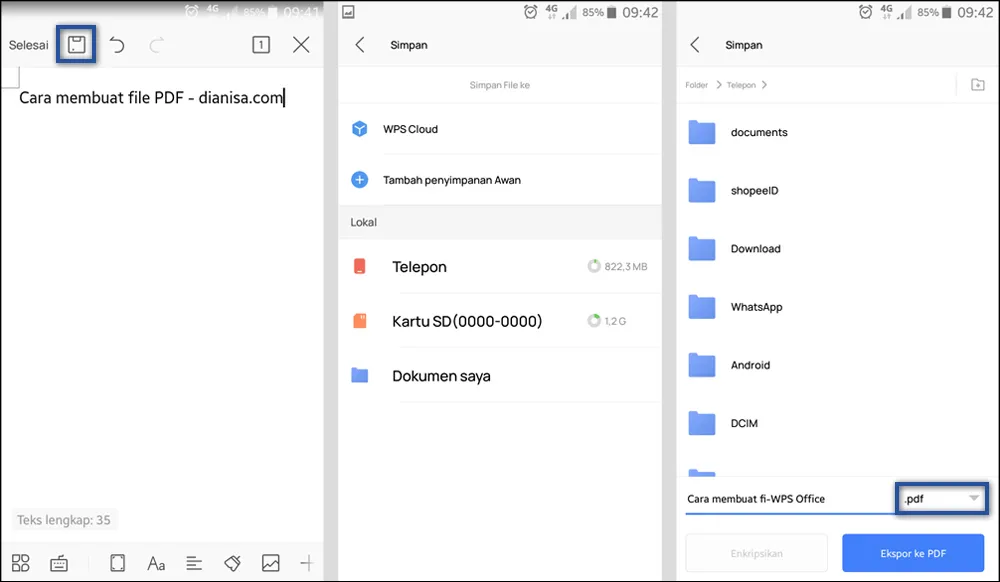 Save PDF Dengan WPS Office