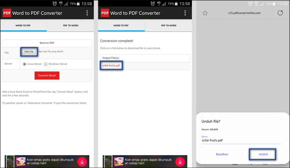 Save PDF Dengan Word to PDF Converter