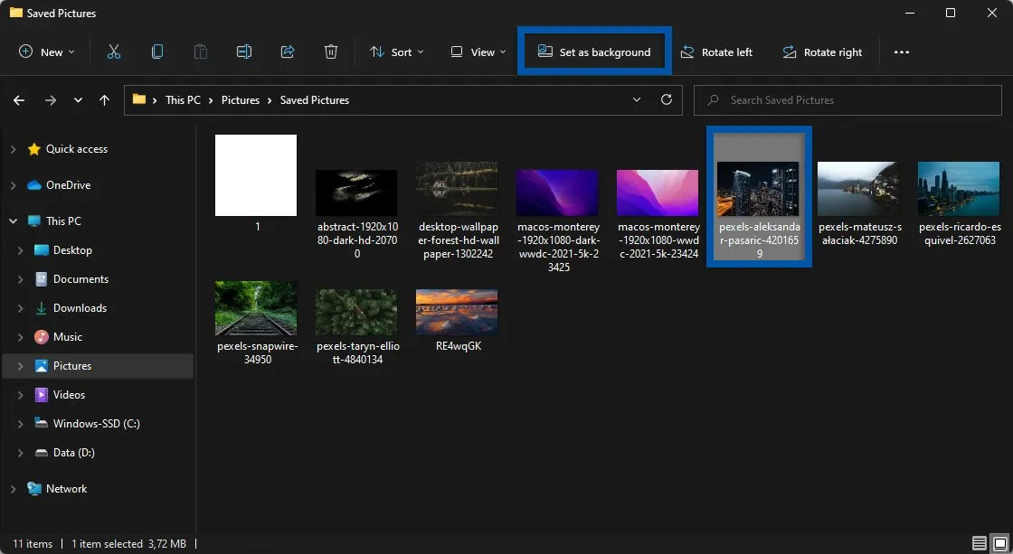 Set as background Windows 11