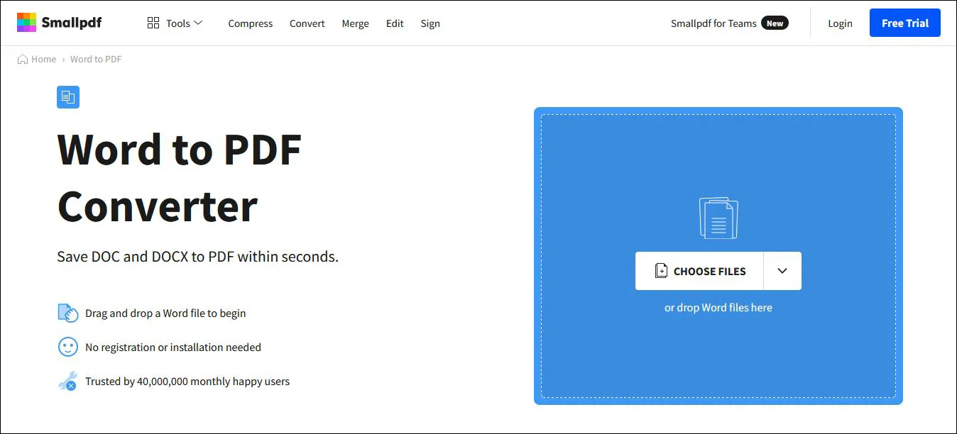 Word to PDF - SmallPDF