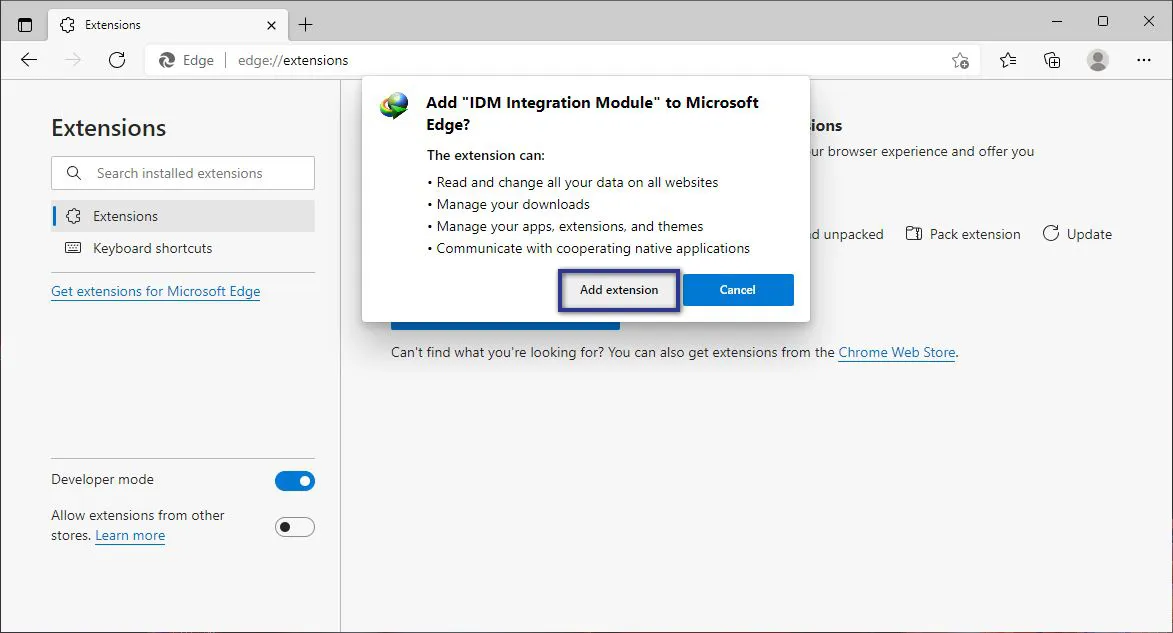 Add Extention Microsoft Edge