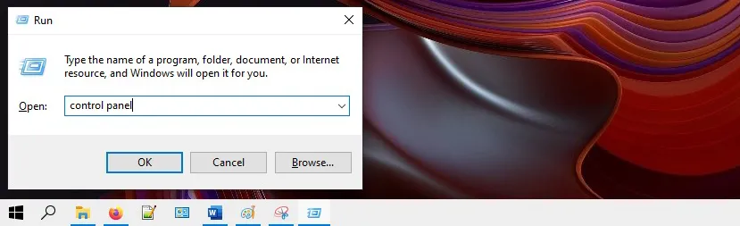 Control Panel Windows Run