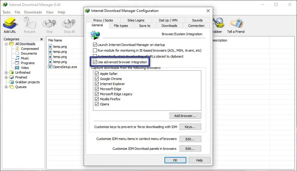 IDM Browser Integration