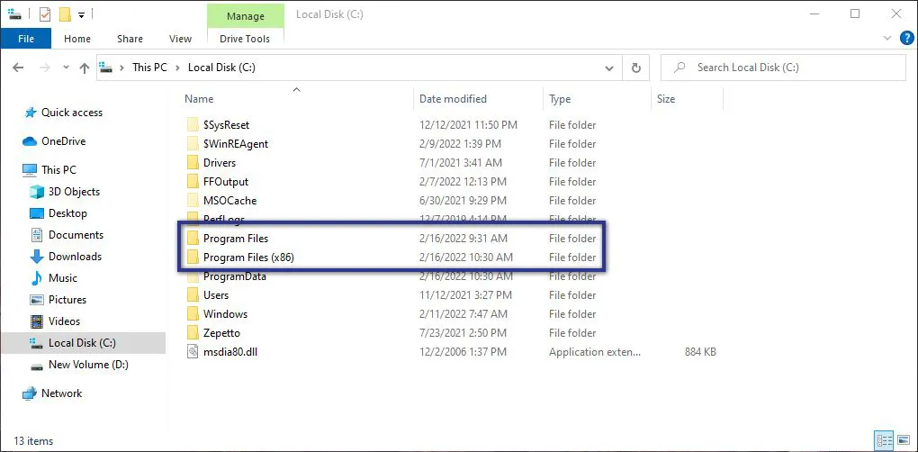 Program Files Local Disk C