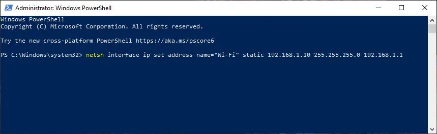 Konfigurasi IP Statis PowerShell