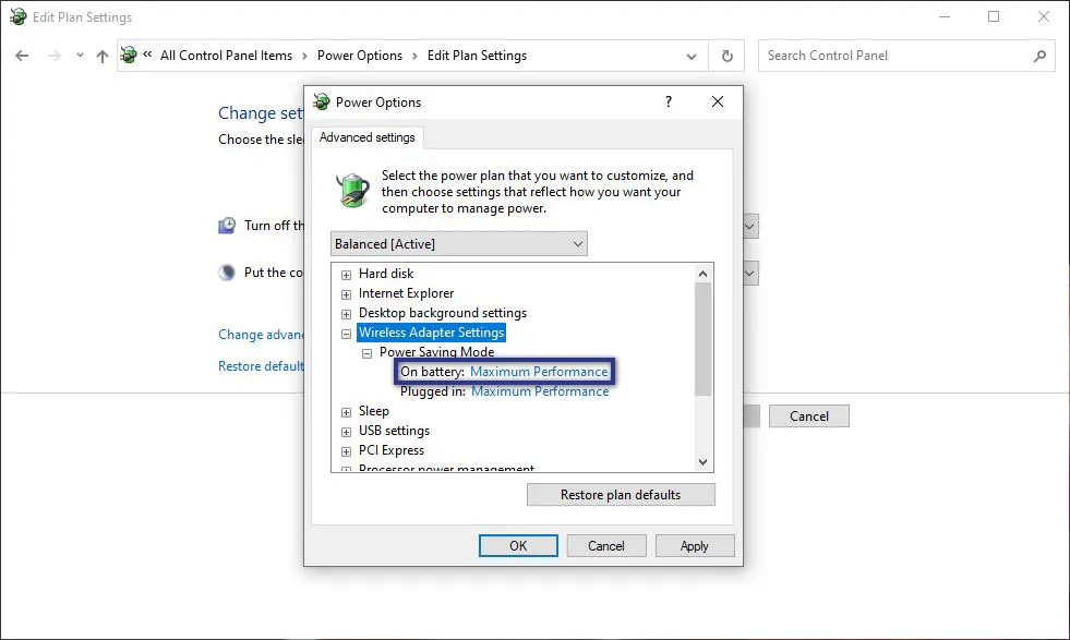 Maximum Performance Wireless Adapter Settings