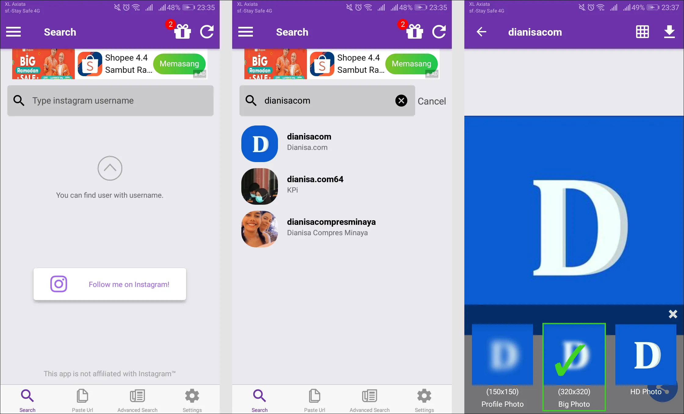1 Download foto profil IG di HP