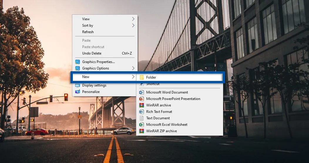 1 Klik kanan dan pilih Folder