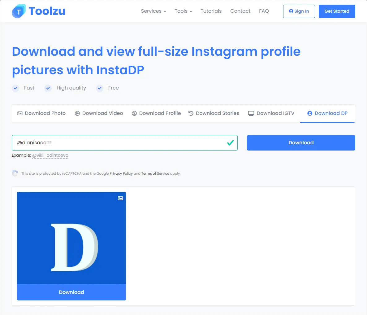 2 Lihat foto profil Instagram dari situs web