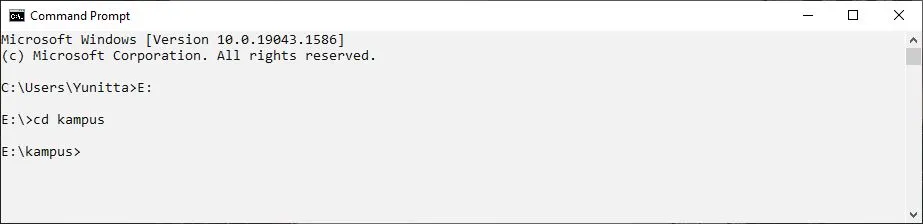 3 Buka folder di CMD