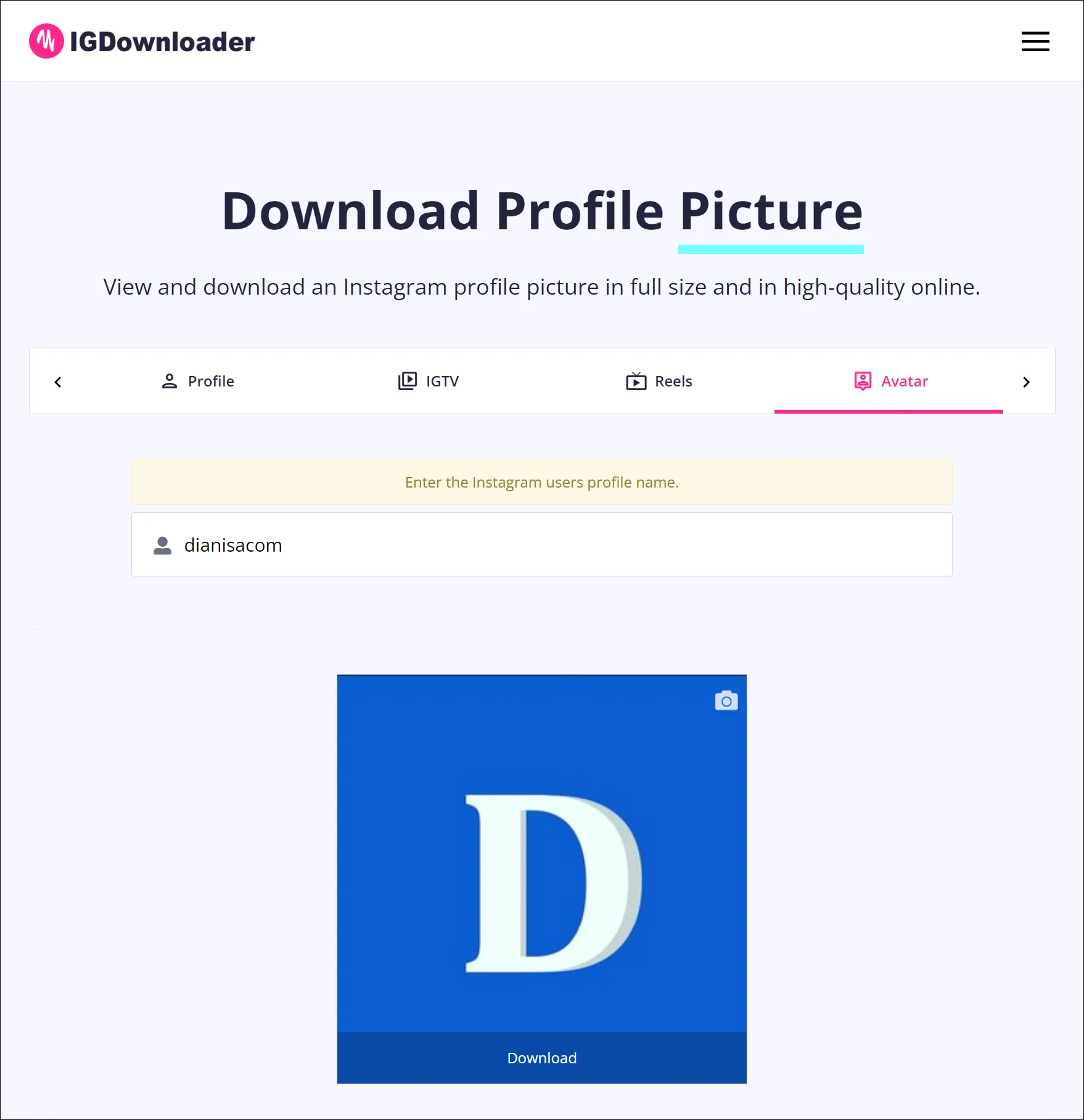 3 Download foto profil IG dari komputer