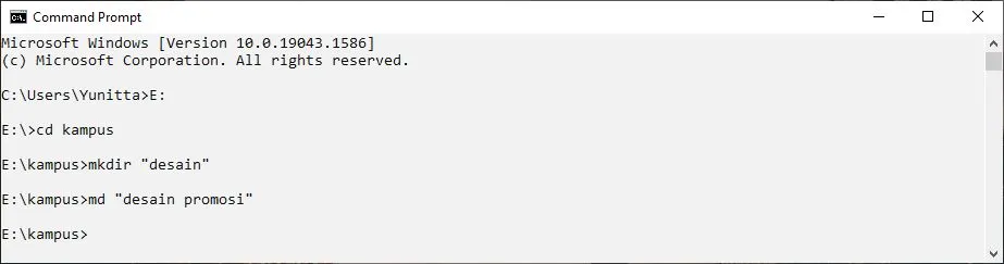 5 Buat folder baru dengan perintah MD