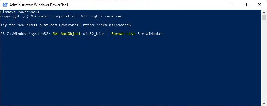 Cek Serial Number PowerShell
