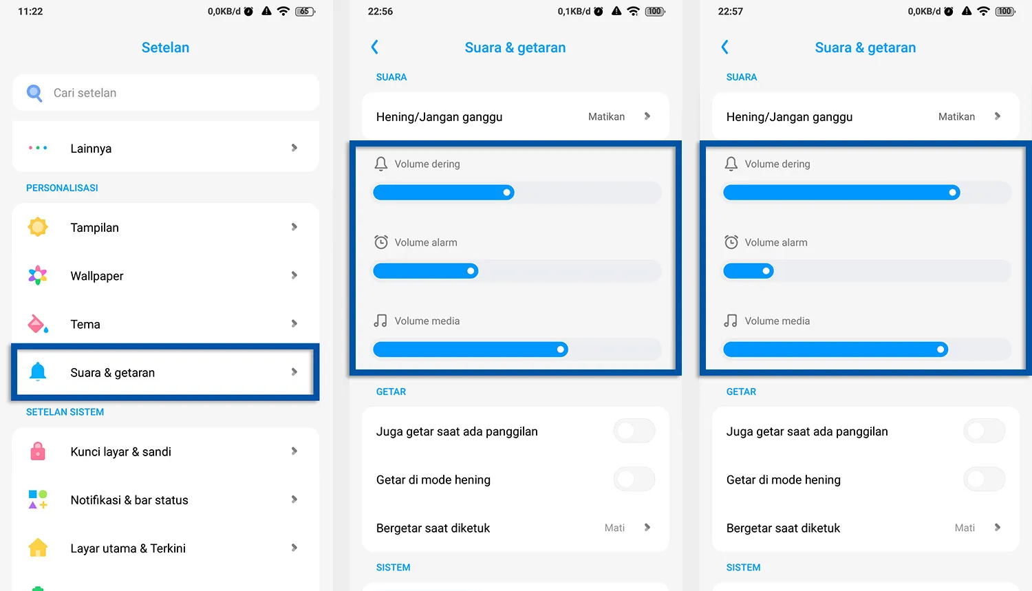 Cek tingkat volume suara Android