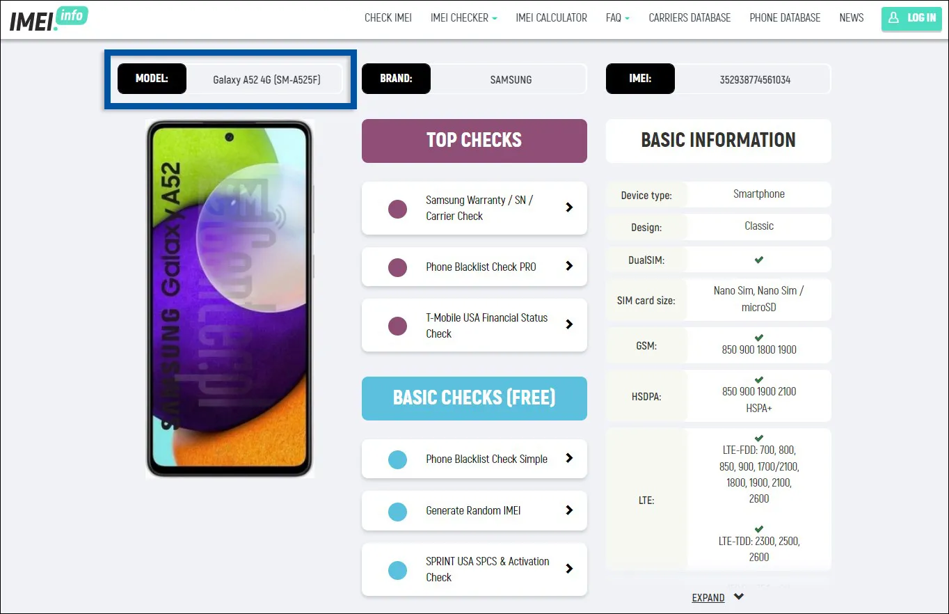 Cek tipe HP Samsung dengan IMEI