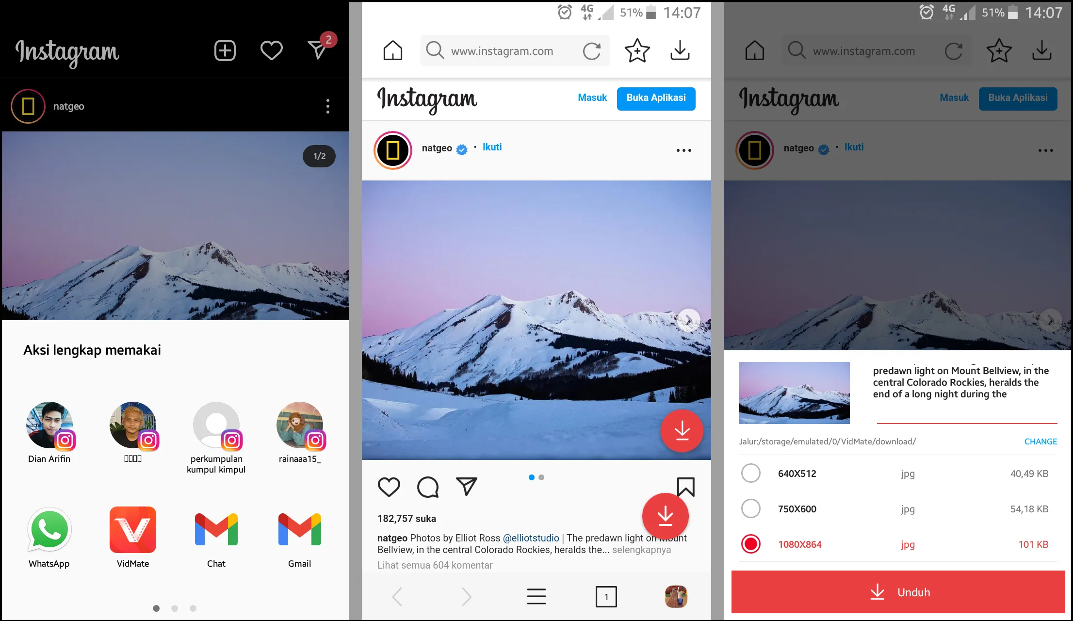 Download Gambar Instagram di VidMate