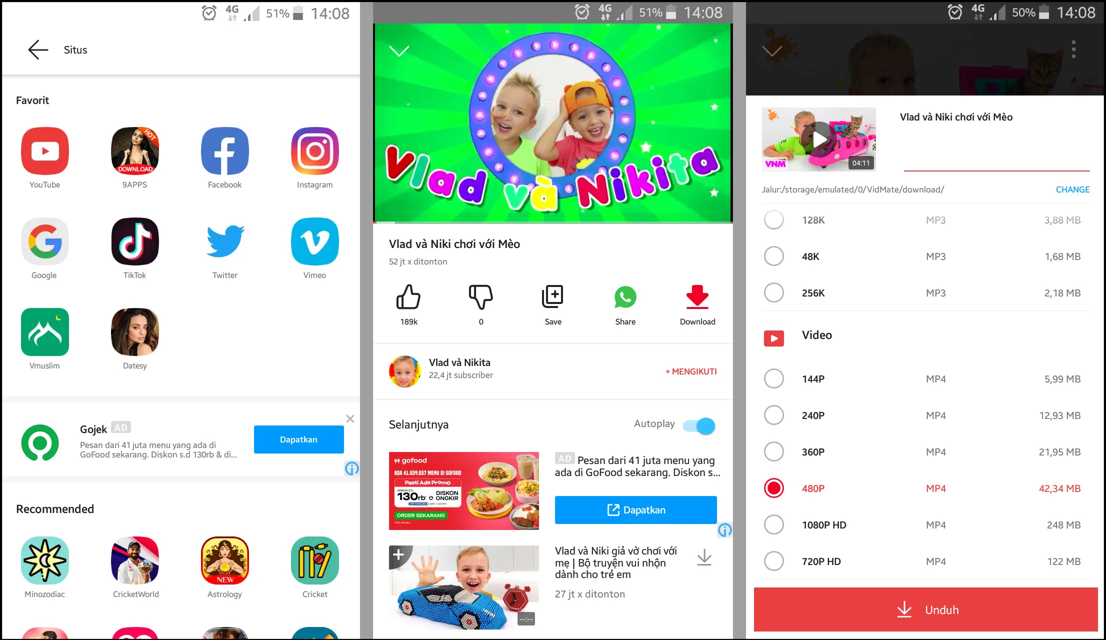 Download Video YouTube di VidMate