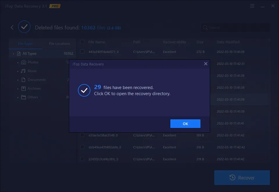 Recovery Data Berhasil iTop