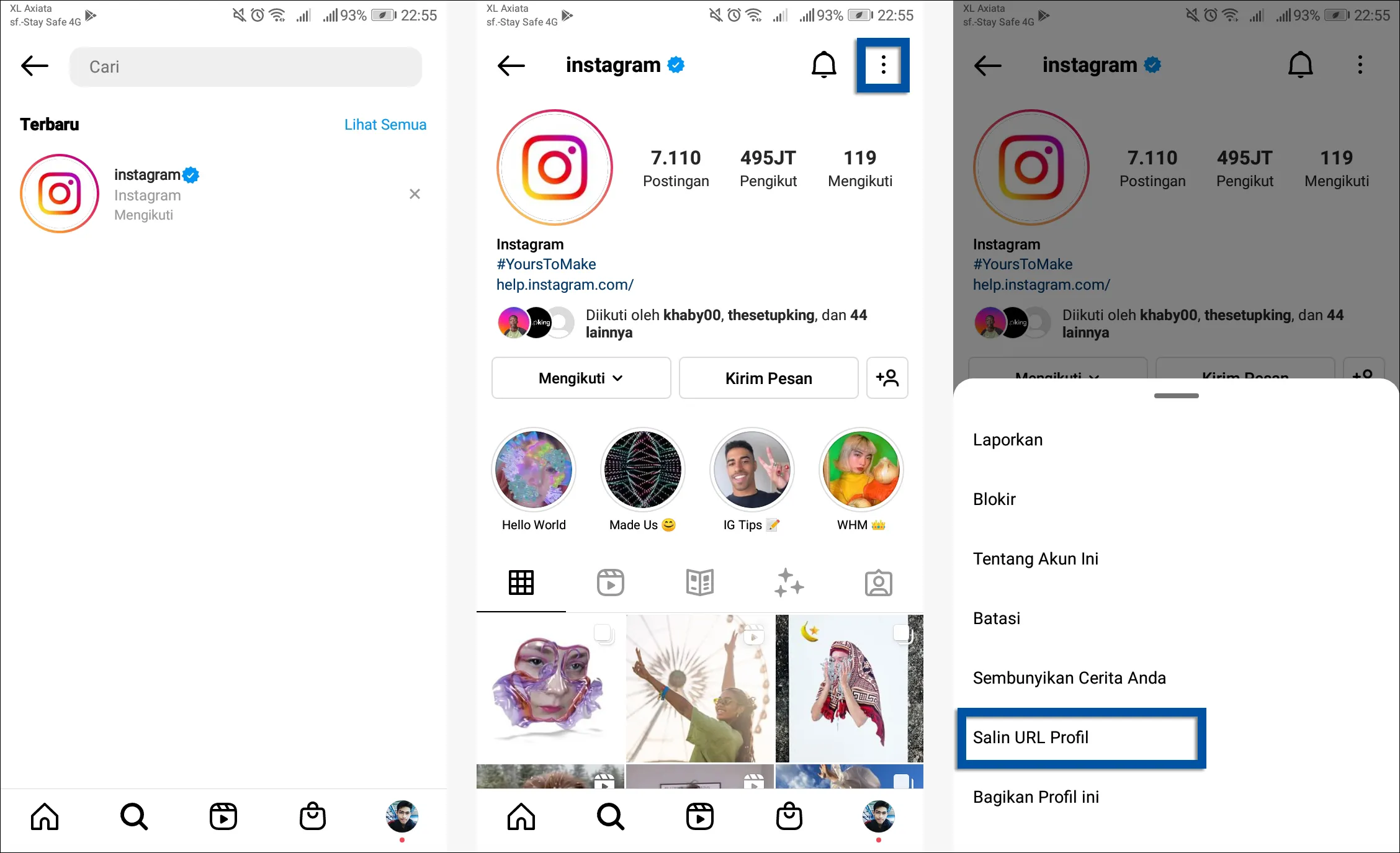 Salin URL Profil Instagram Sendiri