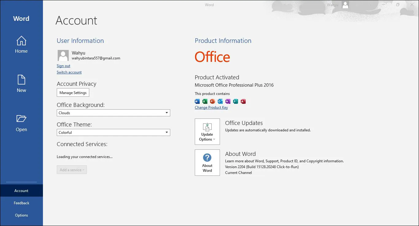 1 Tampilan Microsoft Word 2016