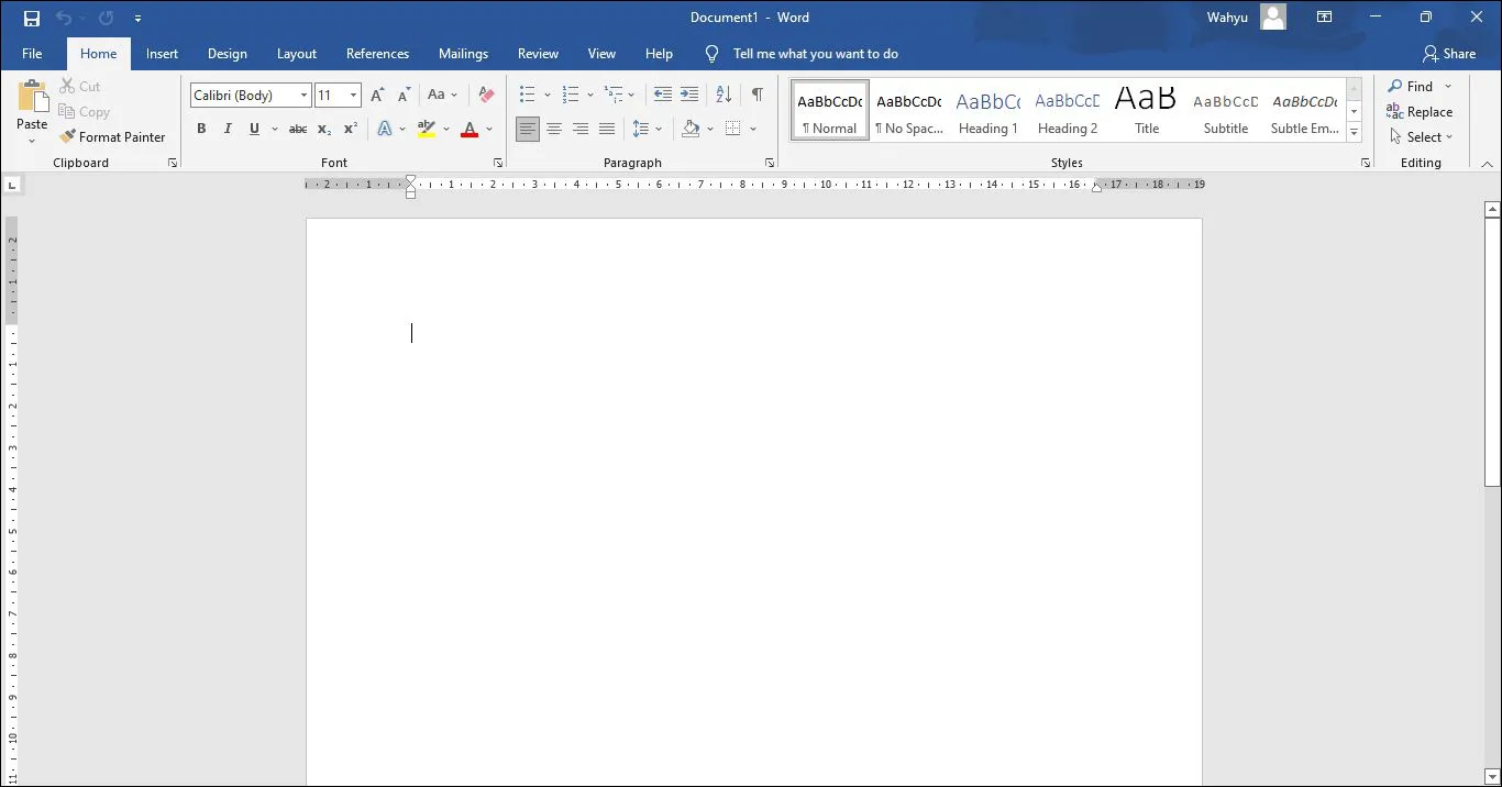 4 Lembar kerja Microsoft Word 2016