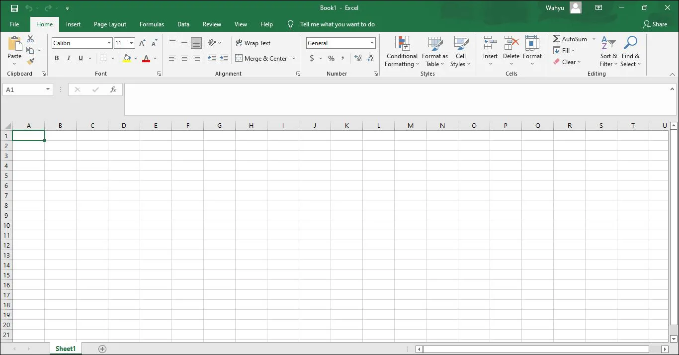 5 Tampilan Microsoft Excel 2016