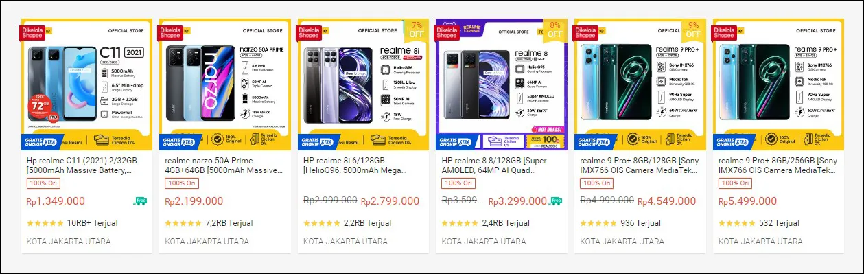 Beli HP Realme Shopee