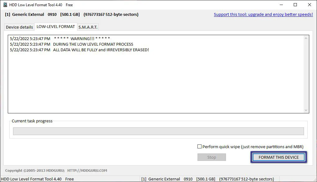 Hard Disk Low Level Format Tool