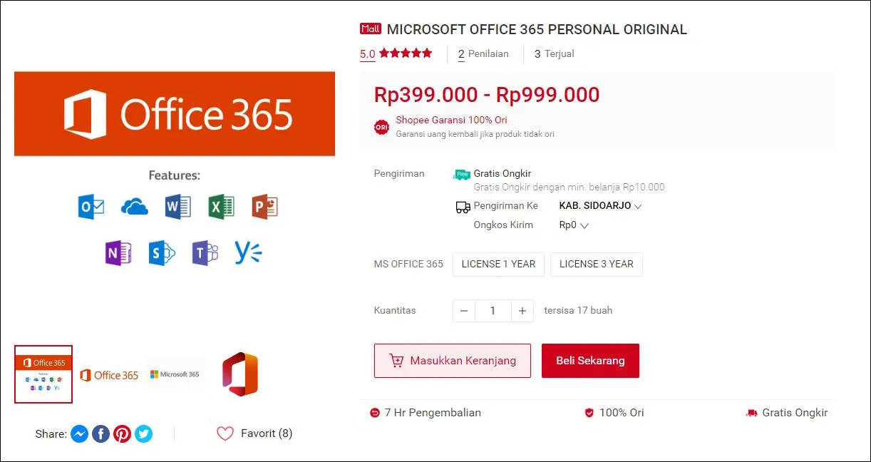 Beli Lisensi Office 365 Shopee